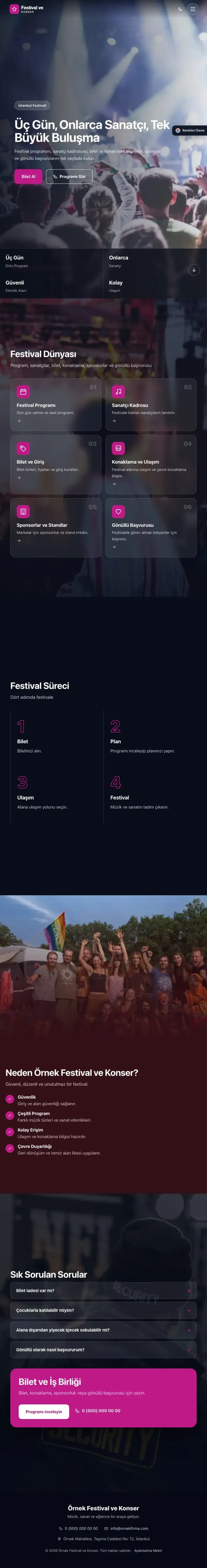 Tam Ekran Bordo Pembe – Festival ve Konser Web Sitesi tablet görünümü
