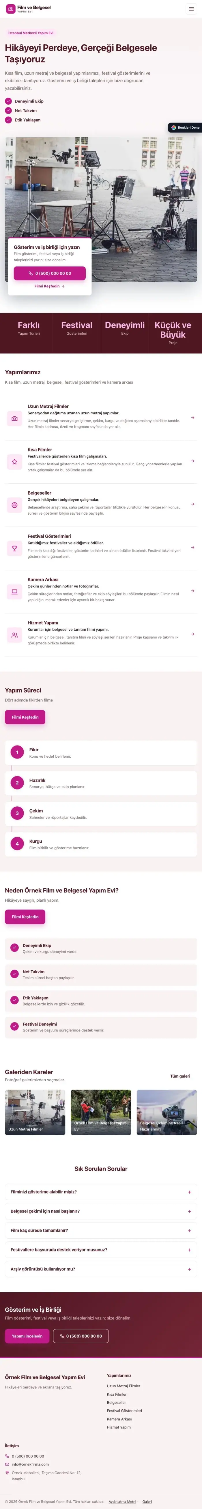 Bölünmüş Bordo Pembe – Film ve Belgesel Tanıtımı Web Sitesi tablet görünümü