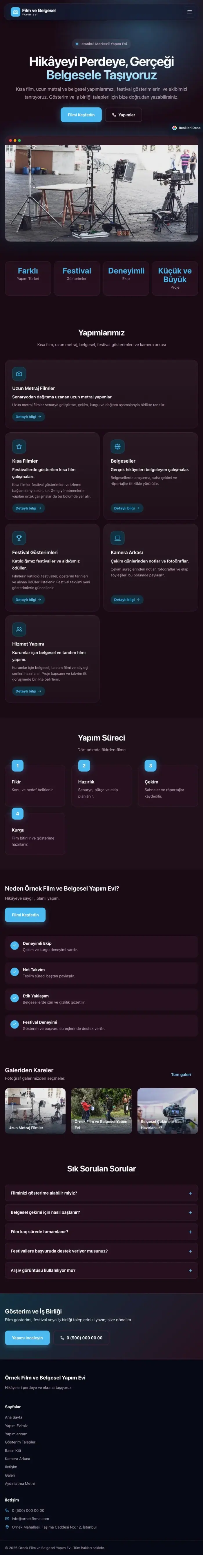Koyu Modern Erik Mavi – Film ve Belgesel Tanıtımı Web Sitesi tablet görünümü