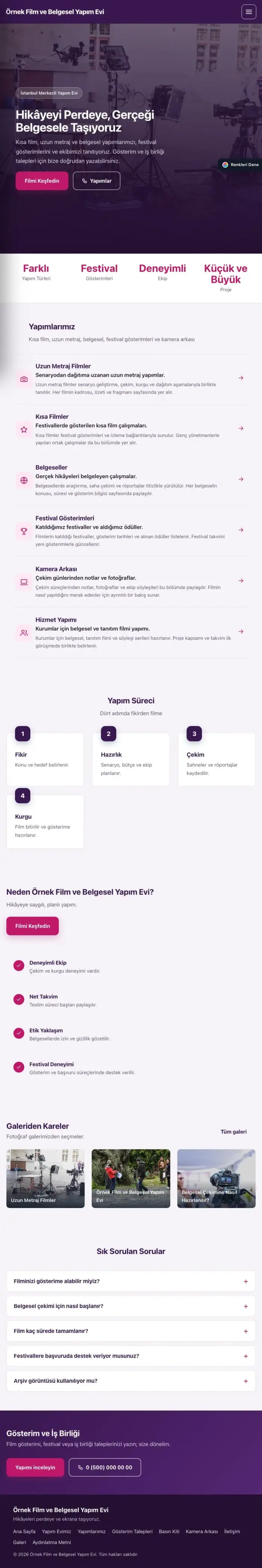Sol Menü Mor Pembe – Film ve Belgesel Tanıtımı Web Sitesi tablet görünümü