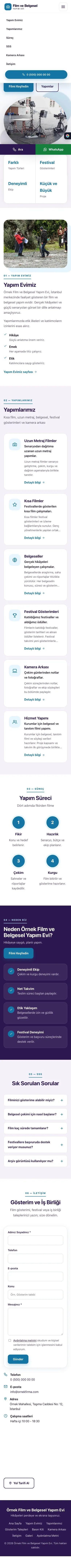 Tek Sayfa Tasarım – Film ve Belgesel Tanıtımı Web Sitesi mobil görünümü
