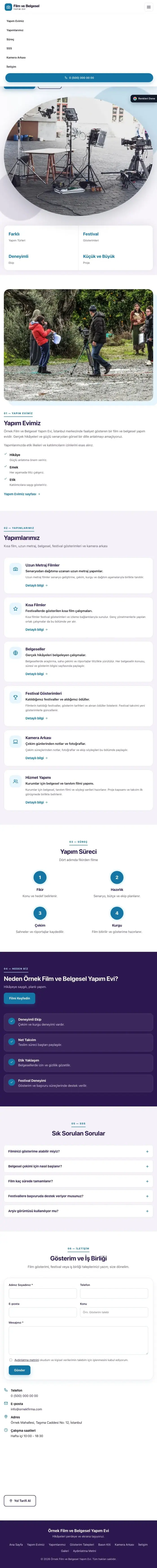 Tek Sayfa Tasarım – Film ve Belgesel Tanıtımı Web Sitesi tablet görünümü