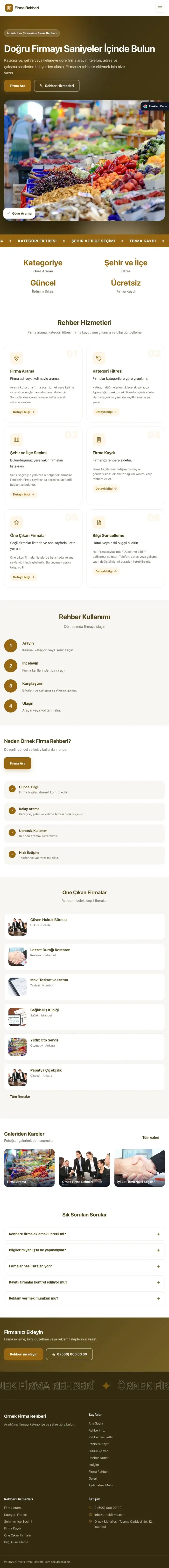 Hareketli Kahve Turuncu – Firma Rehberi Web Sitesi tablet görünümü