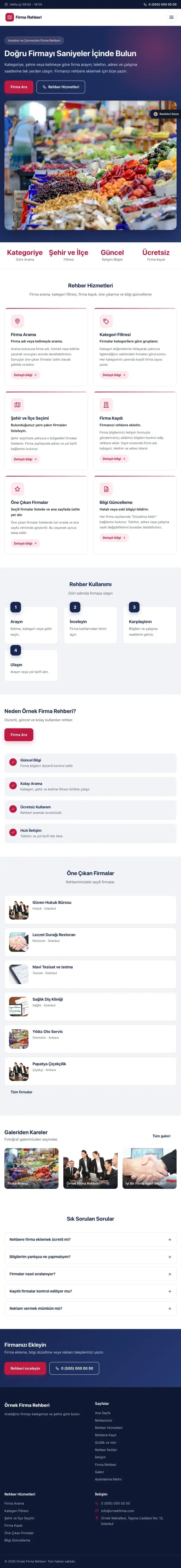 Klasik Lacivert Kırmızı – Firma Rehberi Web Sitesi tablet görünümü