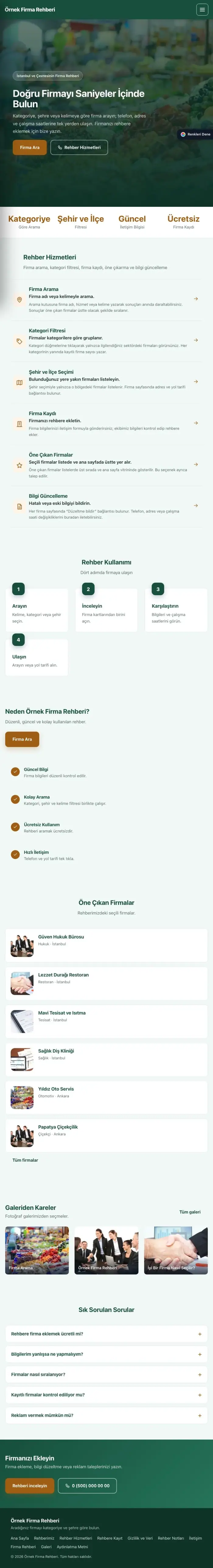 Sol Menü Petrol Turuncu – Firma Rehberi Web Sitesi tablet görünümü