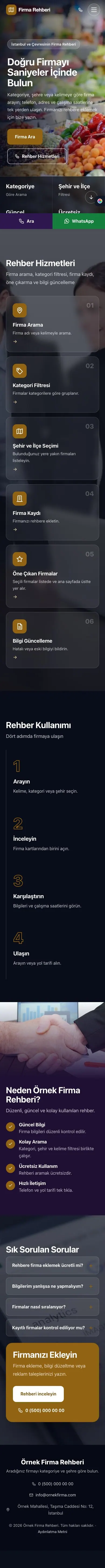 Tam Ekran Mor Turuncu – Firma Rehberi Web Sitesi mobil görünümü