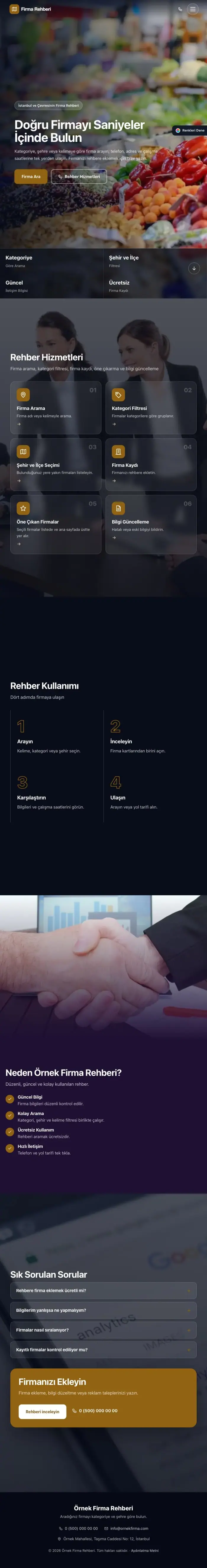 Tam Ekran Mor Turuncu – Firma Rehberi Web Sitesi tablet görünümü