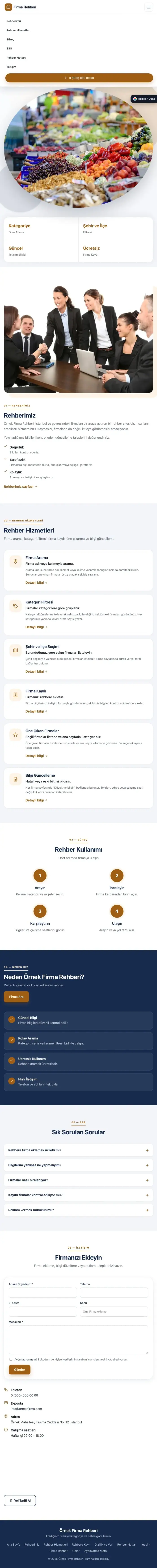 Tek Sayfa Mavi Turuncu – Firma Rehberi Web Sitesi tablet görünümü