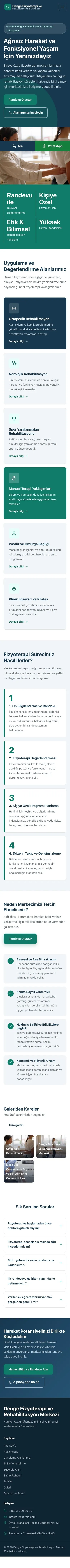 Blok Mavi Turkuaz – Fizyoterapi Web Sitesi mobil görünümü