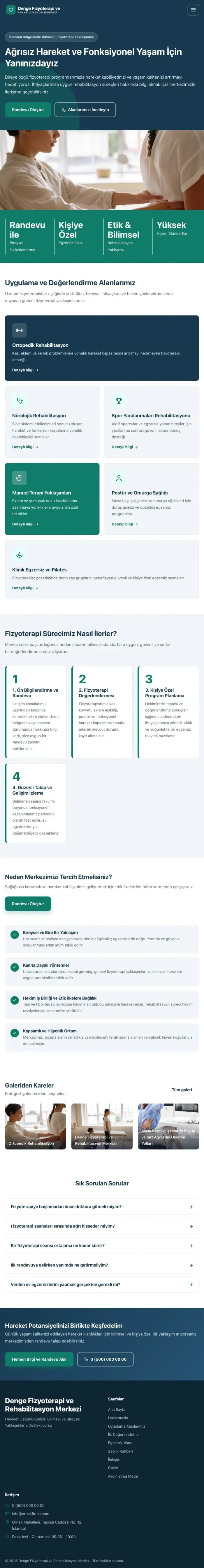 Blok Mavi Turkuaz – Fizyoterapi Web Sitesi tablet görünümü