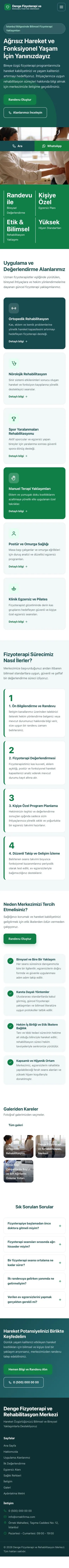 Blok Petrol Yeşil – Fizyoterapi Web Sitesi mobil görünümü