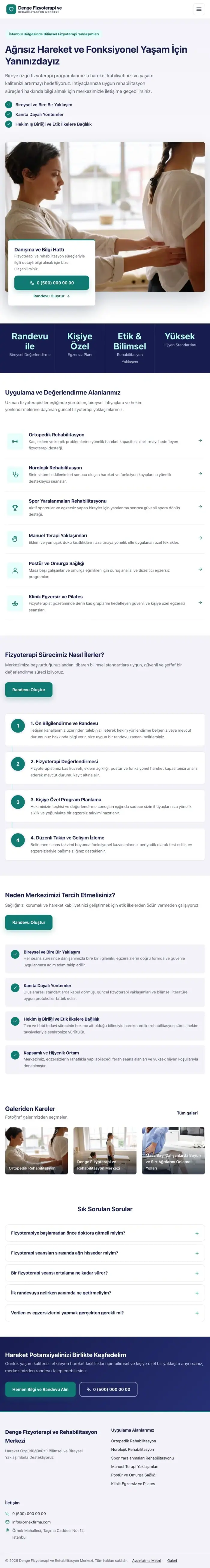 Bölünmüş Lacivert Turkuaz – Fizyoterapi Web Sitesi tablet görünümü