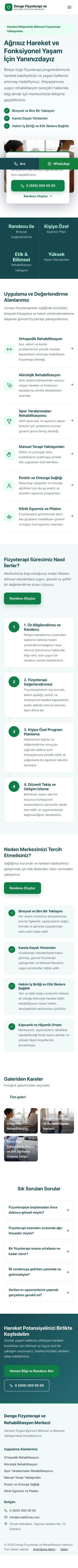 Bölünmüş Petrol Yeşil – Fizyoterapi Web Sitesi mobil görünümü