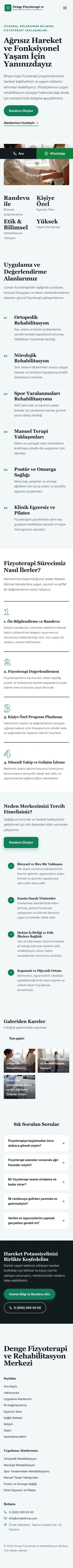 Editoryal Mavi Turkuaz – Fizyoterapi Web Sitesi mobil görünümü