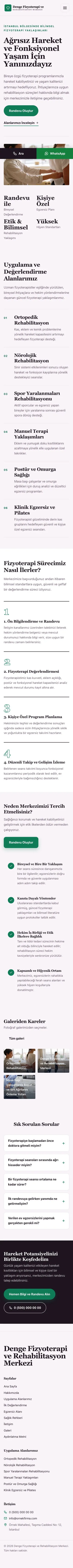 Editoryal Mor Turkuaz – Fizyoterapi Web Sitesi mobil görünümü