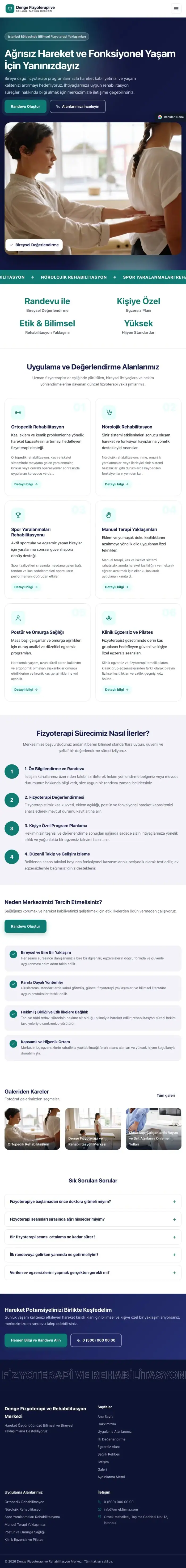Hareketli Lacivert Turkuaz – Fizyoterapi Web Sitesi tablet görünümü