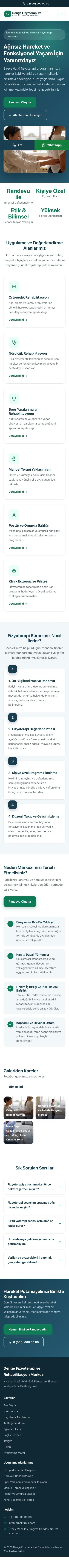 Klasik Mavi Turkuaz – Fizyoterapi Web Sitesi mobil görünümü
