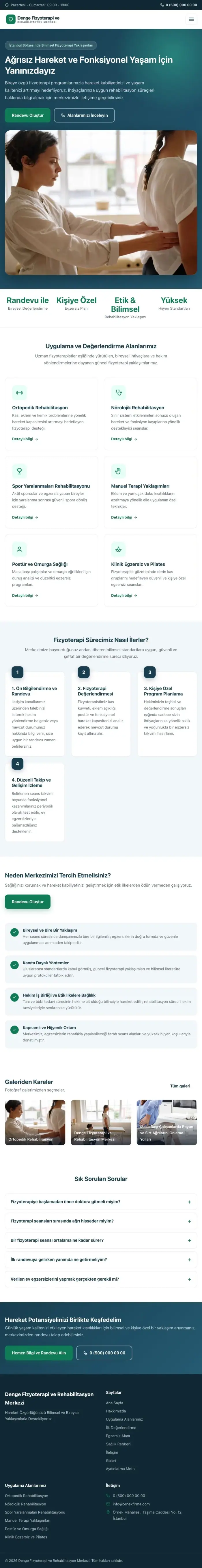 Klasik Mavi Turkuaz – Fizyoterapi Web Sitesi tablet görünümü