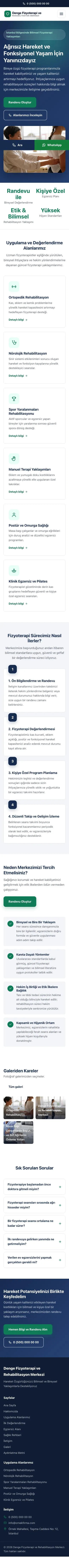 Klasik Mavi Turkuaz II – Fizyoterapi Web Sitesi mobil görünümü
