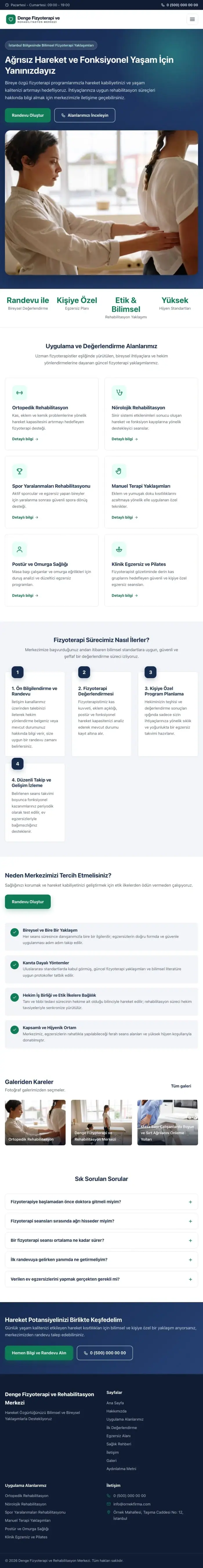 Klasik Mavi Turkuaz II – Fizyoterapi Web Sitesi tablet görünümü