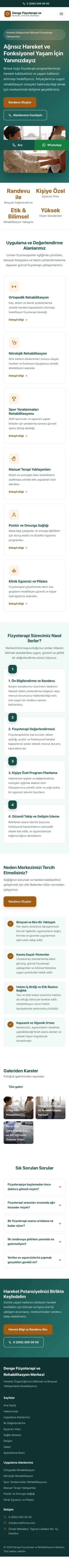 Klasik Petrol Turuncu – Fizyoterapi Web Sitesi mobil görünümü