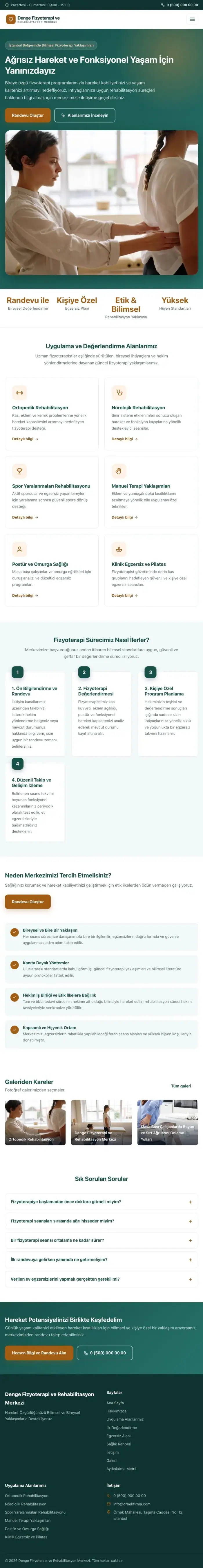 Klasik Petrol Turuncu – Fizyoterapi Web Sitesi tablet görünümü
