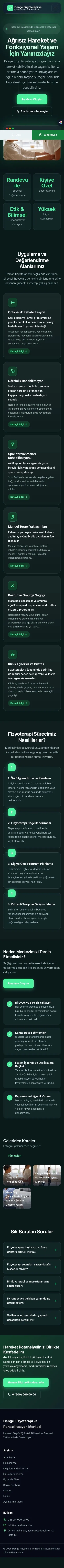 Koyu Modern Petrol Yeşil – Fizyoterapi Web Sitesi mobil görünümü
