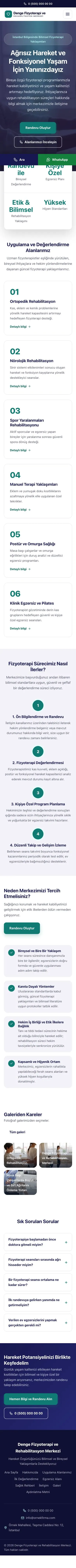 Merkez Lacivert Turkuaz – Fizyoterapi Web Sitesi mobil görünümü