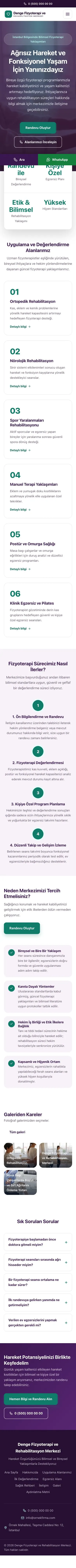 Merkez Mor Turkuaz – Fizyoterapi Web Sitesi mobil görünümü