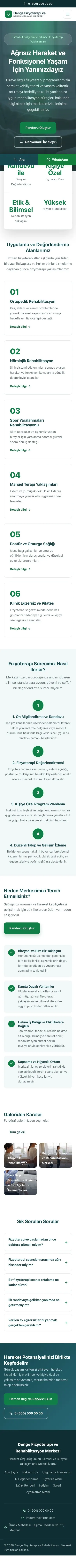 Merkez Petrol Yeşil – Fizyoterapi Web Sitesi mobil görünümü