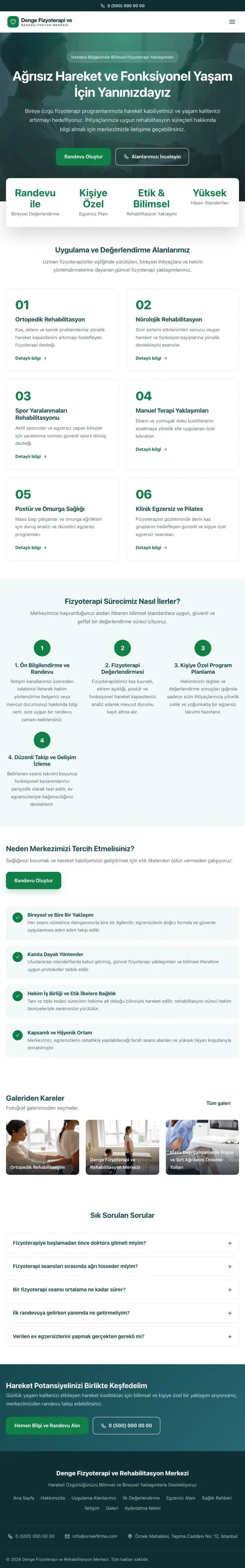 Merkez Petrol Yeşil – Fizyoterapi Web Sitesi tablet görünümü