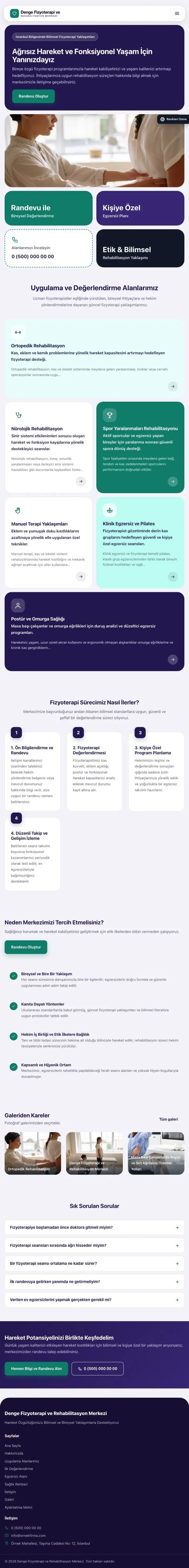 Mozaik Lacivert Turkuaz – Fizyoterapi Web Sitesi tablet görünümü