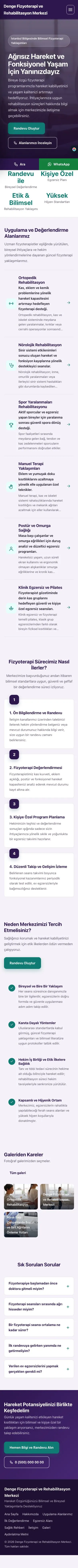 Sol Menü Mor Turkuaz – Fizyoterapi Web Sitesi mobil görünümü
