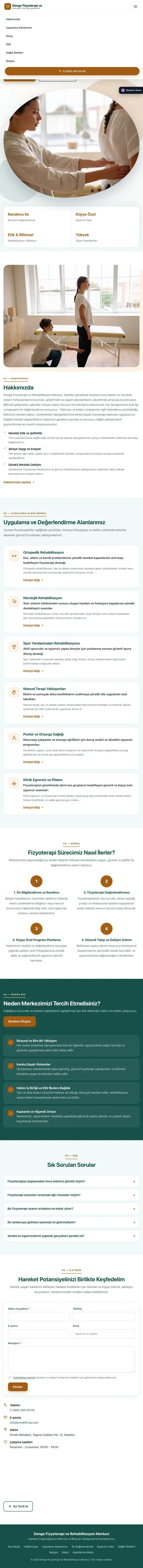 Tek Sayfa Petrol Turuncu – Fizyoterapi Web Sitesi tablet görünümü