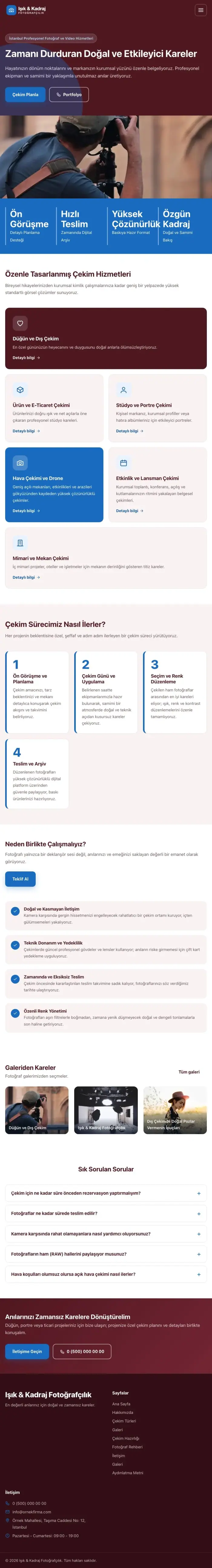 Blok Bordo Mavi – Fotoğrafçı Web Sitesi tablet görünümü