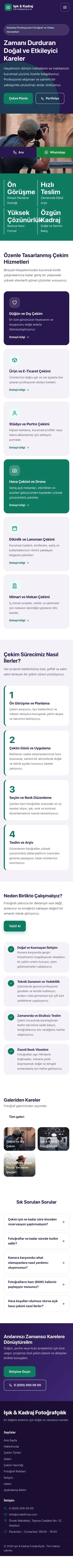 Blok Mor Turkuaz – Fotoğrafçı Web Sitesi mobil görünümü