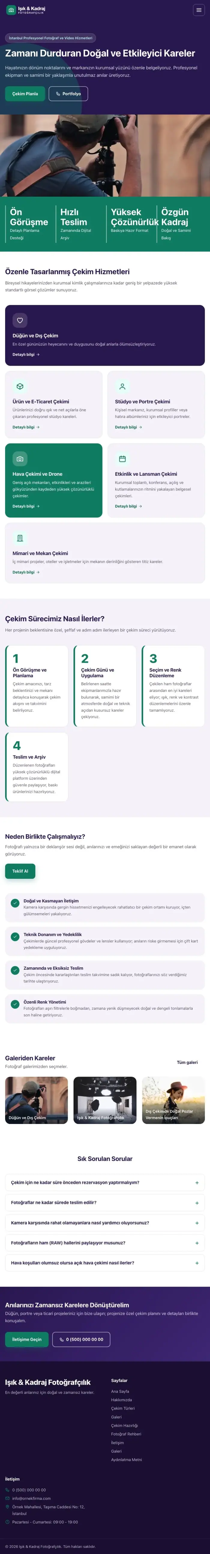 Blok Mor Turkuaz – Fotoğrafçı Web Sitesi tablet görünümü