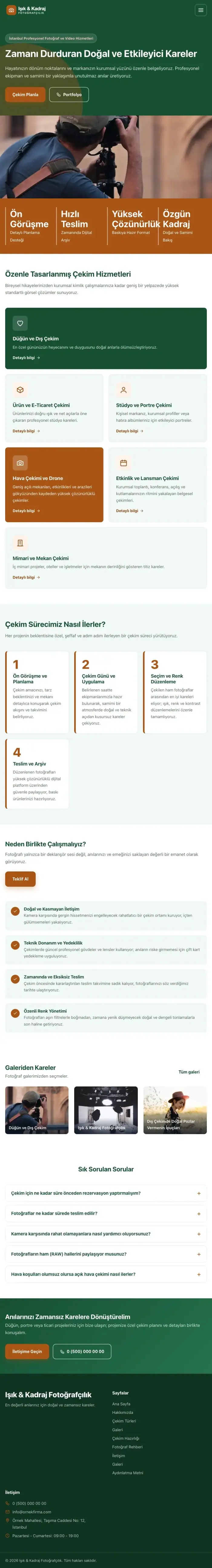 Blok Yeşil Turuncu – Fotoğrafçı Web Sitesi tablet görünümü