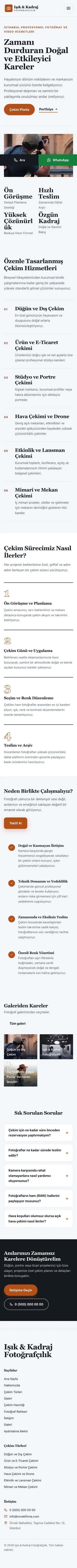 Editoryal Mavi Turuncu – Fotoğrafçı Web Sitesi mobil görünümü