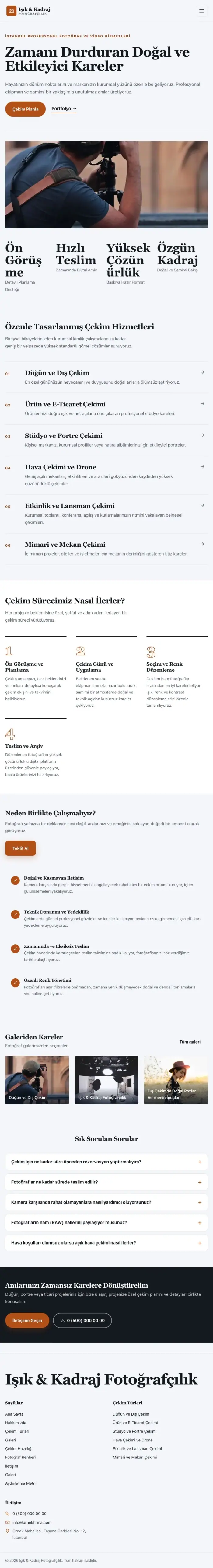 Editoryal Mavi Turuncu – Fotoğrafçı Web Sitesi tablet görünümü