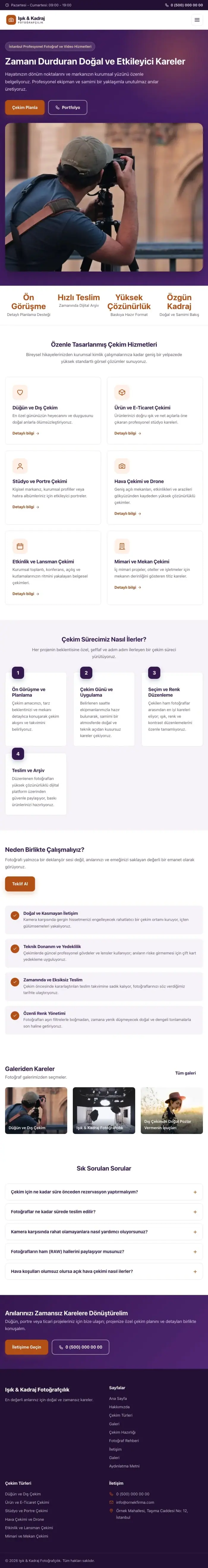 Klasik Mor Turuncu – Fotoğrafçı Web Sitesi tablet görünümü