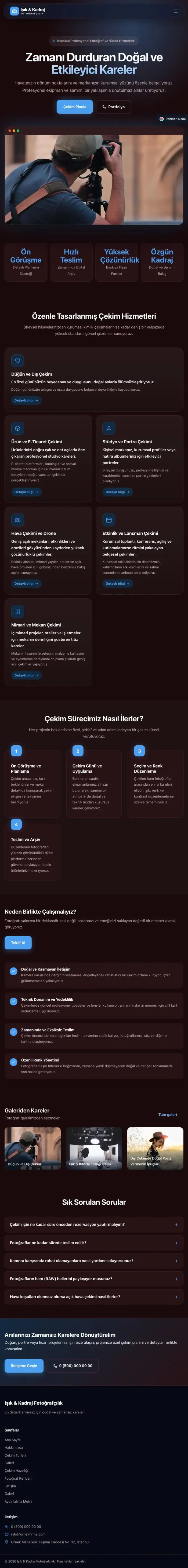 Koyu Modern Bordo Mavi – Fotoğrafçı Web Sitesi tablet görünümü