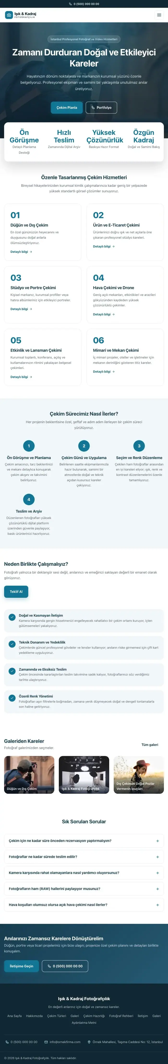 Merkez Mavi Turkuaz – Fotoğrafçı Web Sitesi tablet görünümü