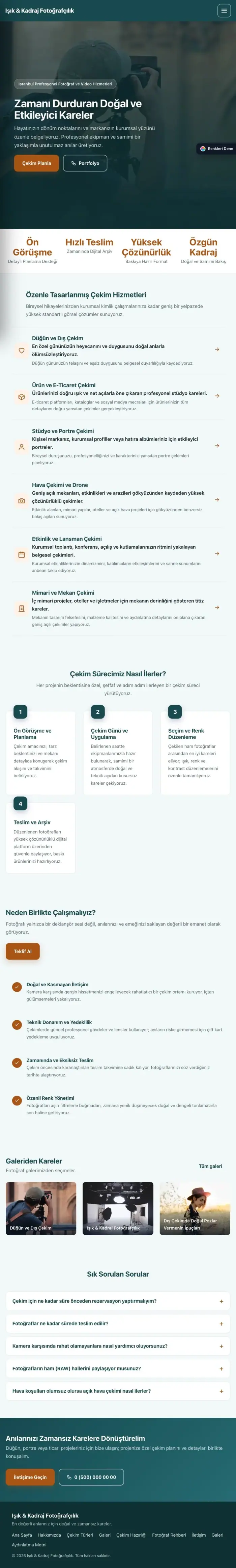Sol Menü Petrol Turuncu – Fotoğrafçı Web Sitesi tablet görünümü