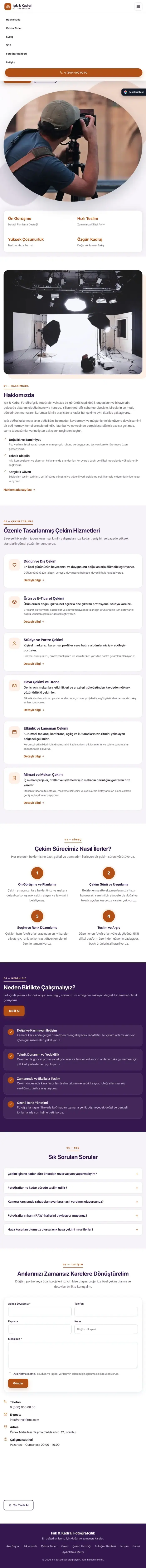 Tek Sayfa Mor Turuncu – Fotoğrafçı Web Sitesi tablet görünümü