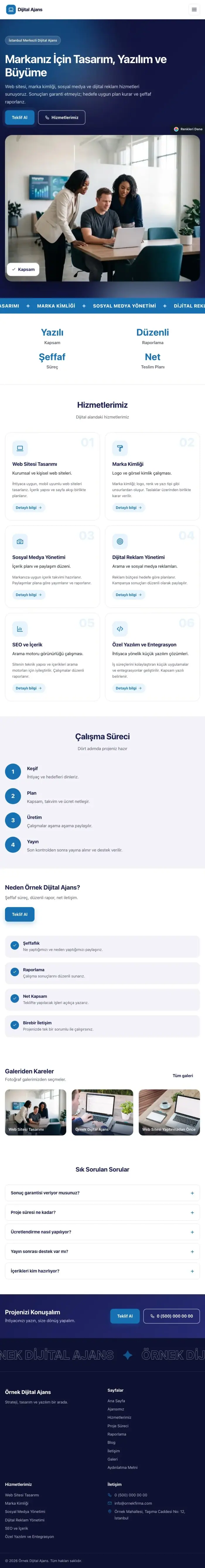 Hareketli Lacivert Mavi – Freelancer ve Ajans Web Sitesi tablet görünümü