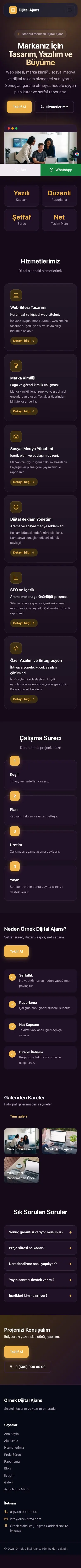 Koyu Modern Mor Turuncu – Freelancer ve Ajans Web Sitesi mobil görünümü