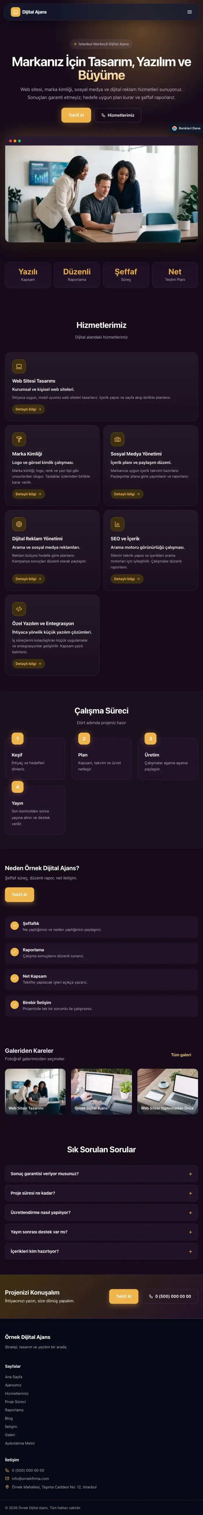 Koyu Modern Mor Turuncu – Freelancer ve Ajans Web Sitesi tablet görünümü