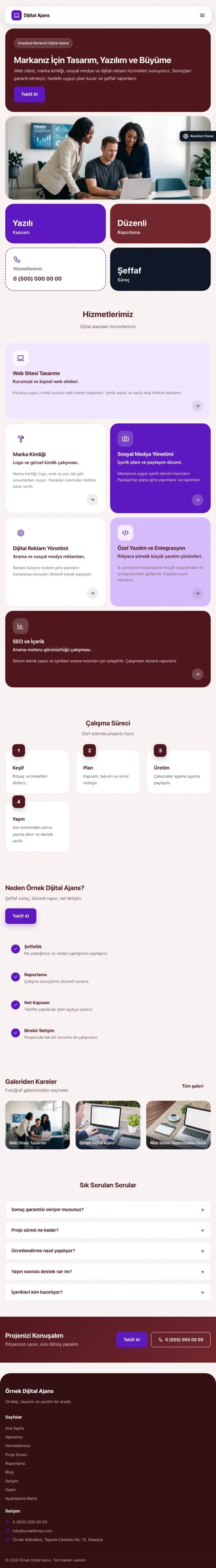 Mozaik Bordo Mor – Freelancer ve Ajans Web Sitesi tablet görünümü