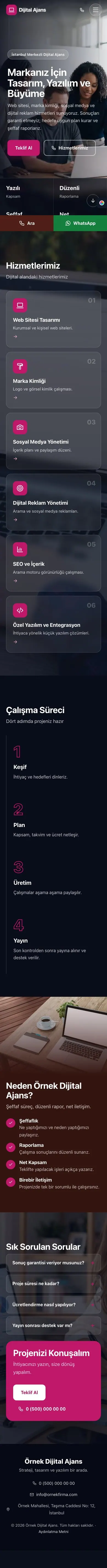 Tam Ekran Bordo Pembe – Freelancer ve Ajans Web Sitesi mobil görünümü